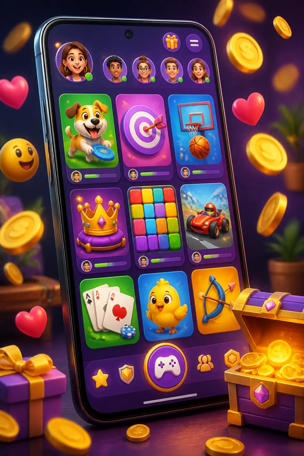 Mobilna aplikacja z monetami i automatami w stylu social casino