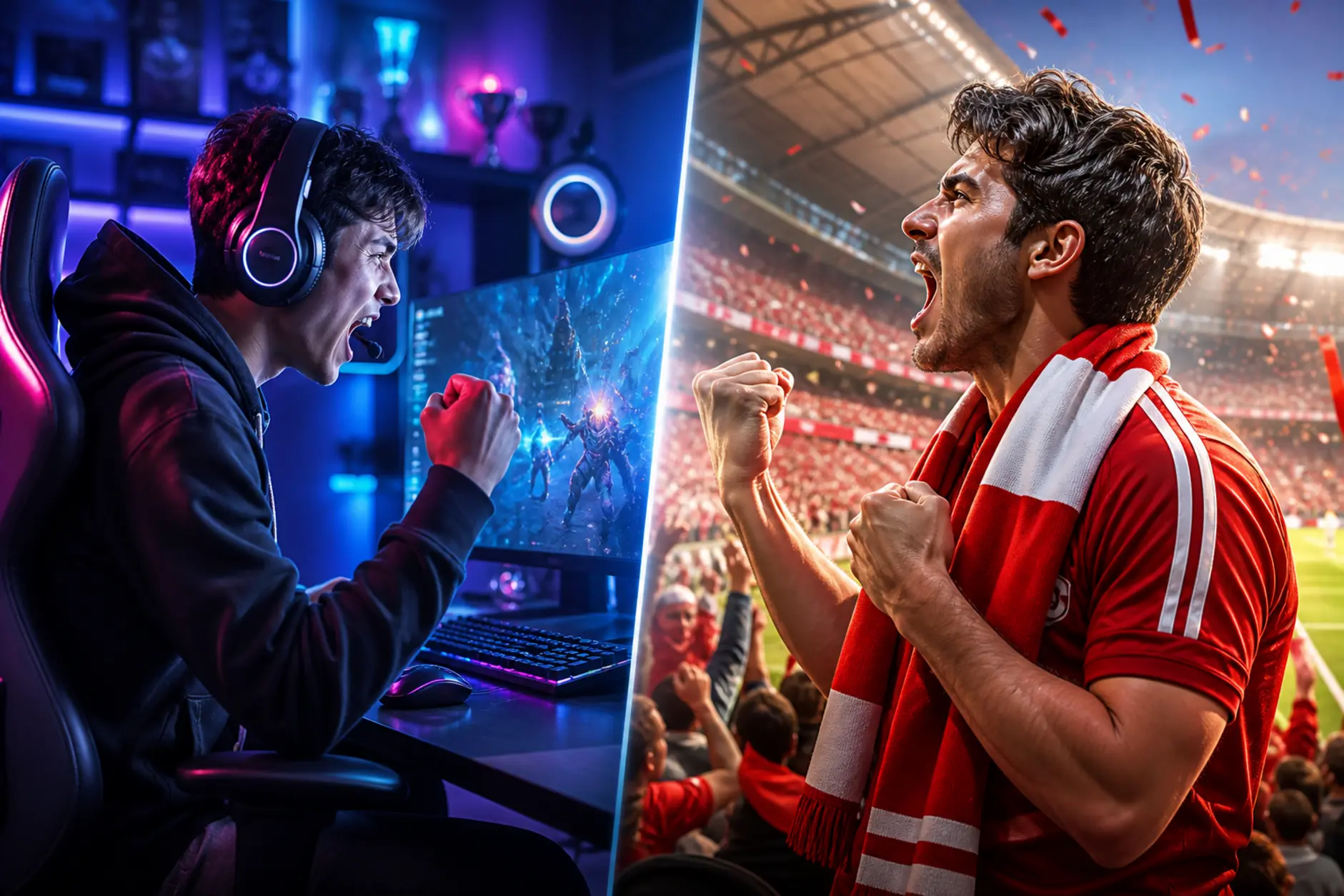 Dwa profile graczy: fan e-sportu i kibic piłkarski