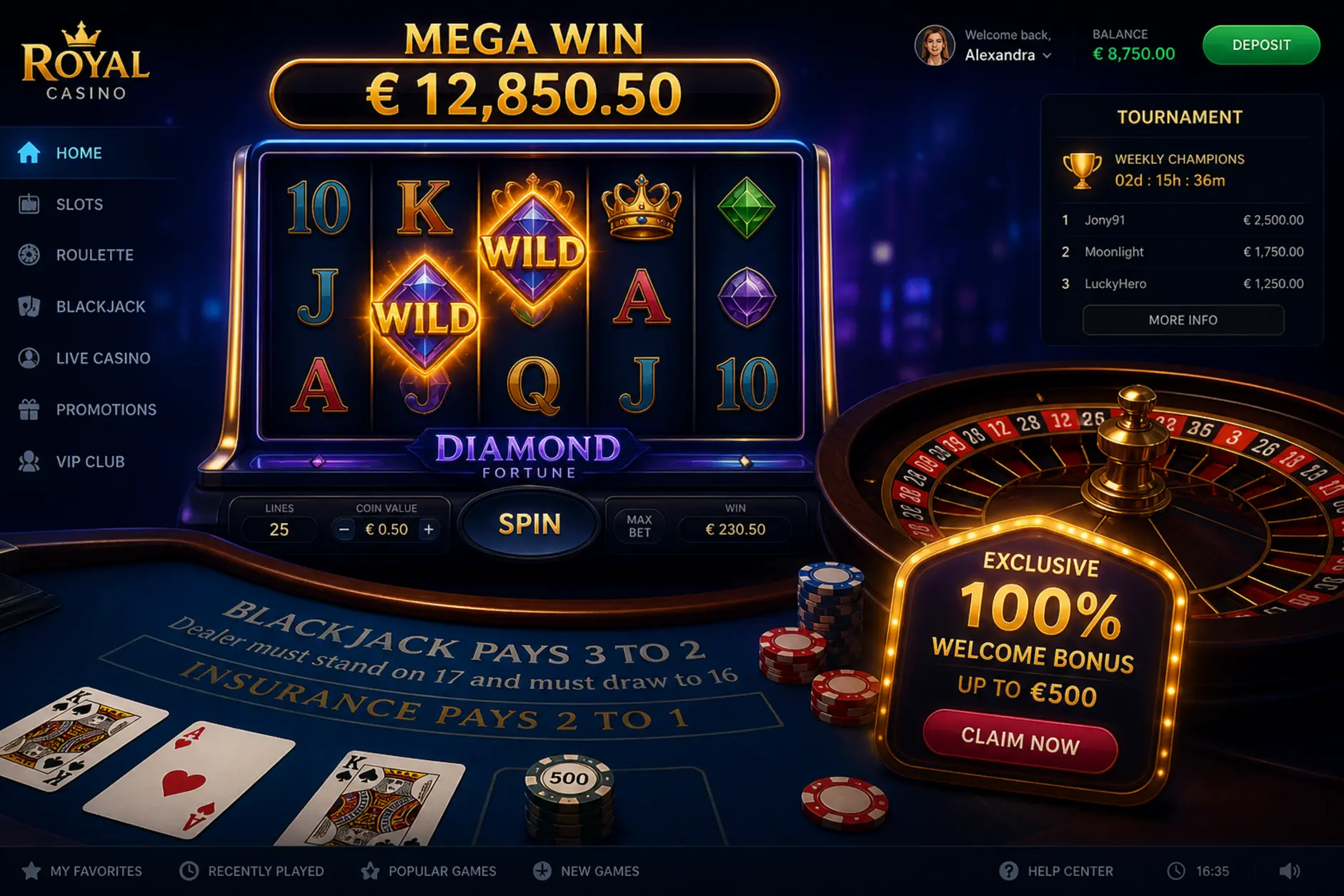 Sloty, ruletka i blackjack w kontekście bonusu